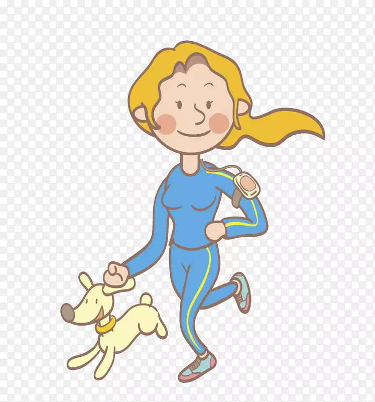 跑步的女人和小狗