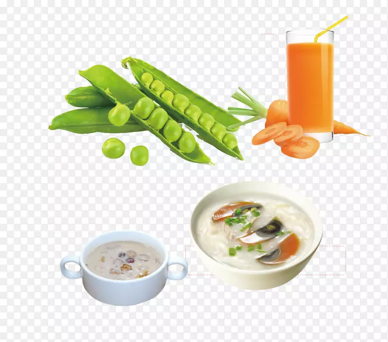 皮蛋瘦肉粥和胡萝卜汁