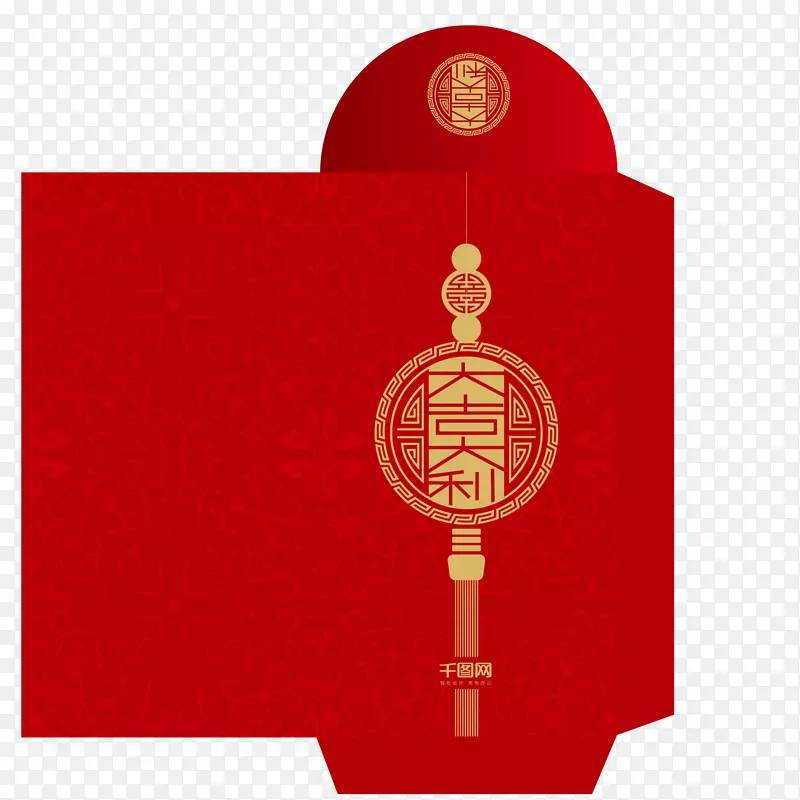 大吉大利红色金色高档大气红包设