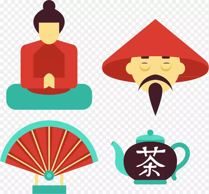 日本旅游扇子茶壶人物