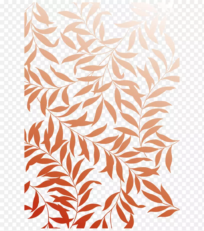 矢量橙色手绘飘逸树叶图案