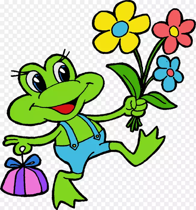 青蛙送花