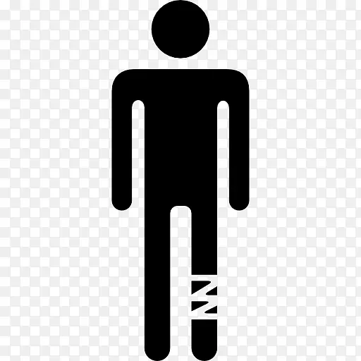 受伤的腿一个站着的人的剪影图标