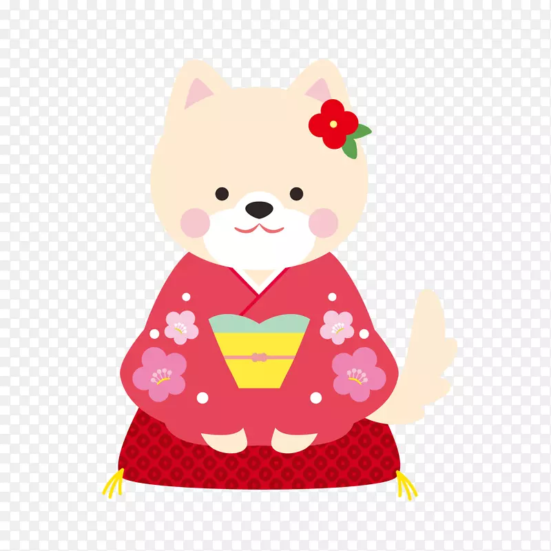 可爱日本和服造型财犬矢量图标免