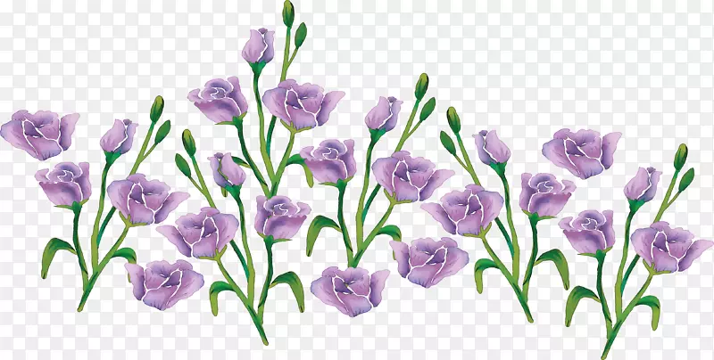 浪漫水彩紫色春花