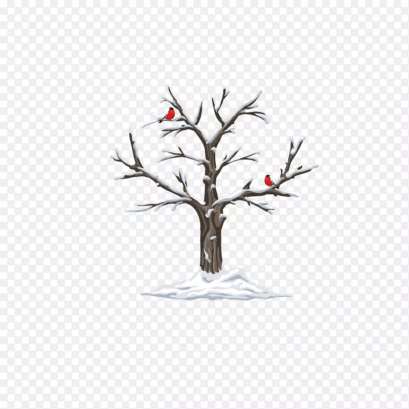 卡通大树上的雪花