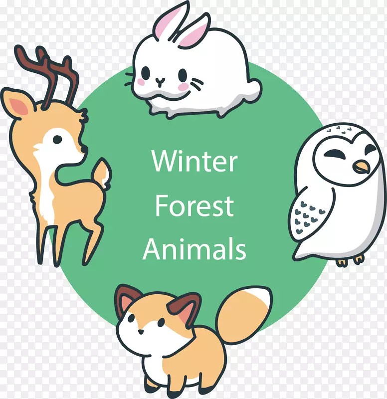 可爱的冬季森林小动物
