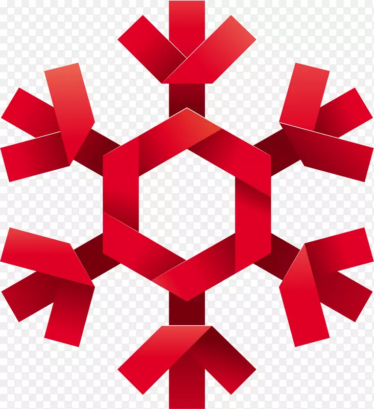 创意红色折纸雪花