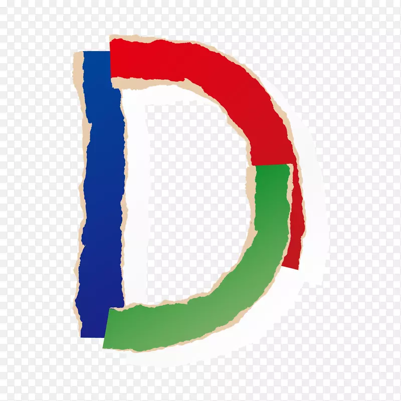 彩色拼接的英文字母D