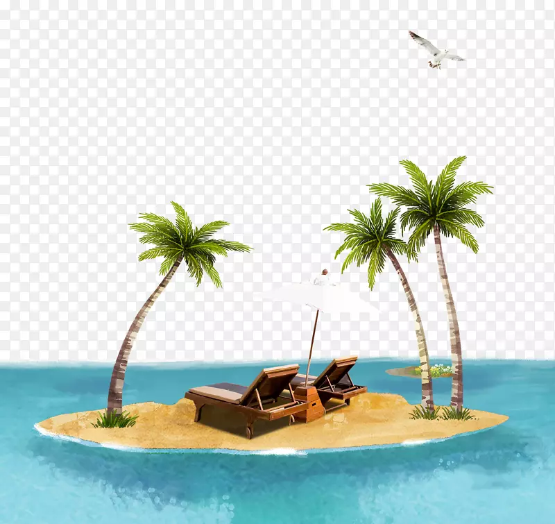 沙滩小岛插画