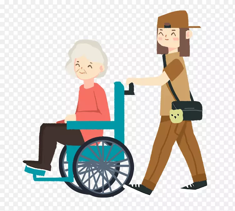 推坐轮椅的老奶奶