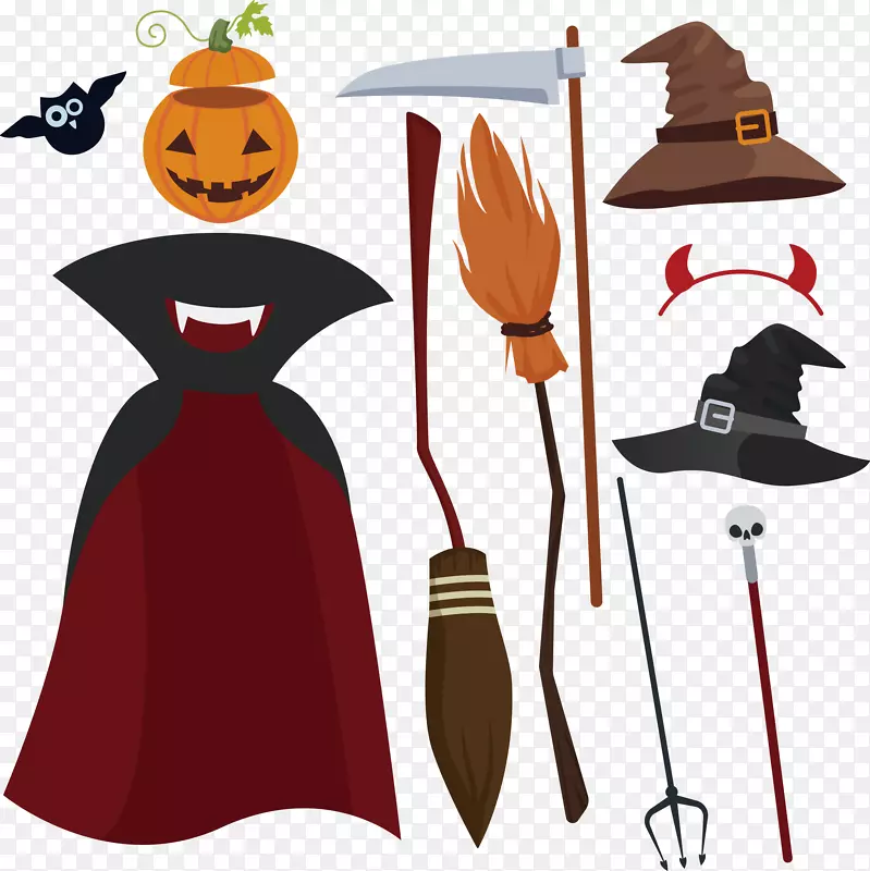 万圣节的女巫服装和道具