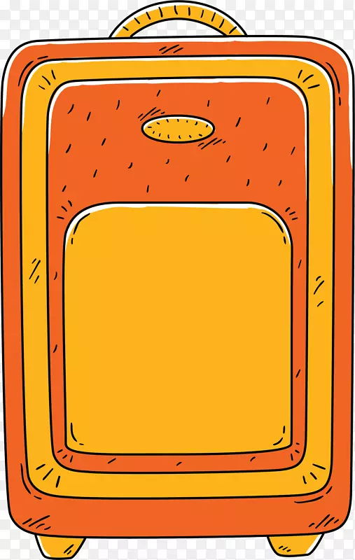 卡通手绘橙色旅行拉杆箱