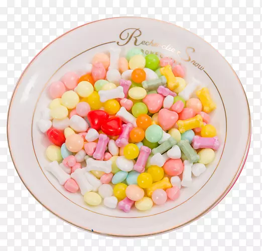白色瓷碗里的彩色糖豆