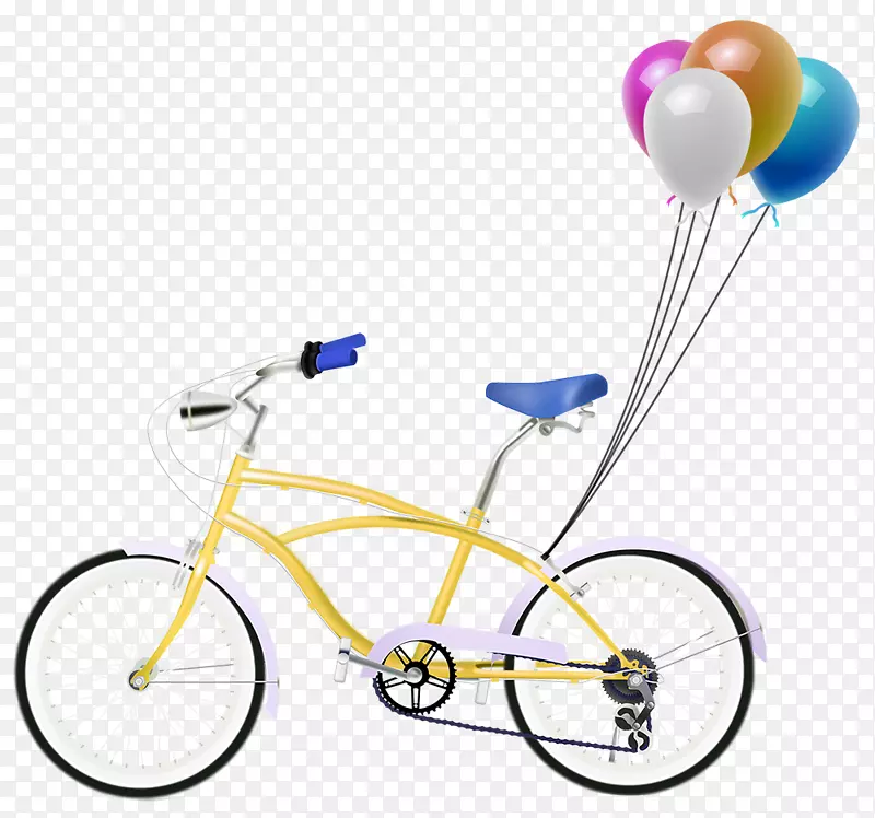 手绘自行车气球装饰图案