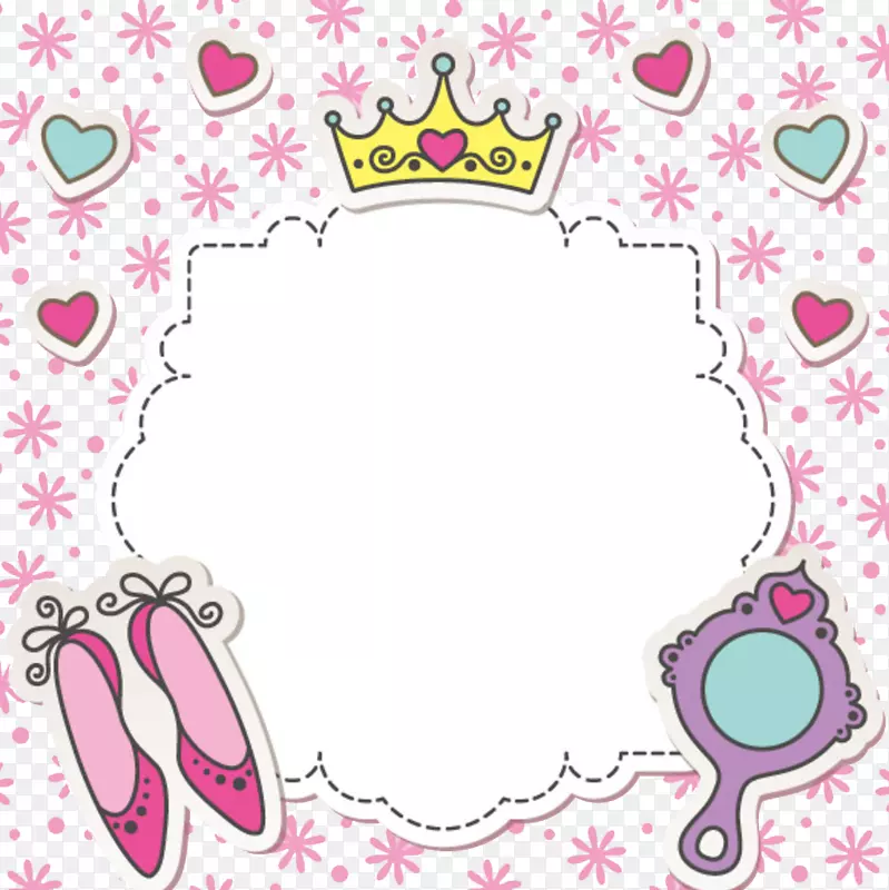 卡通粉红色边框王冠装饰免扣素材
