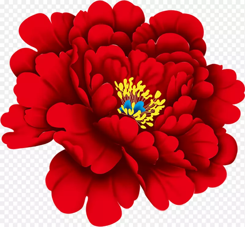 手绘创意合成红色的海棠花
