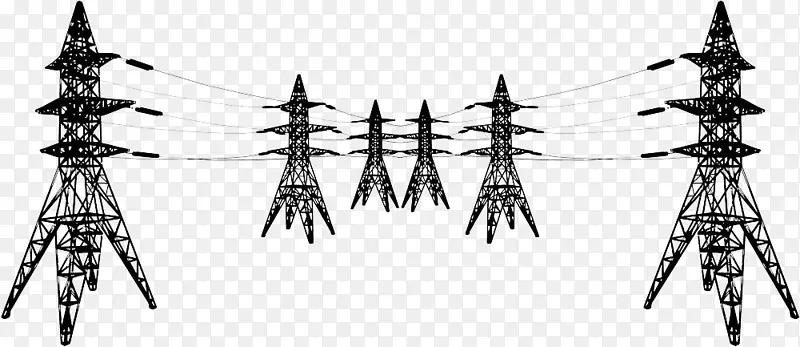 黑色手绘高压电线塔