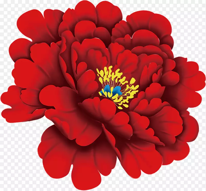 红色立绘海棠花元素