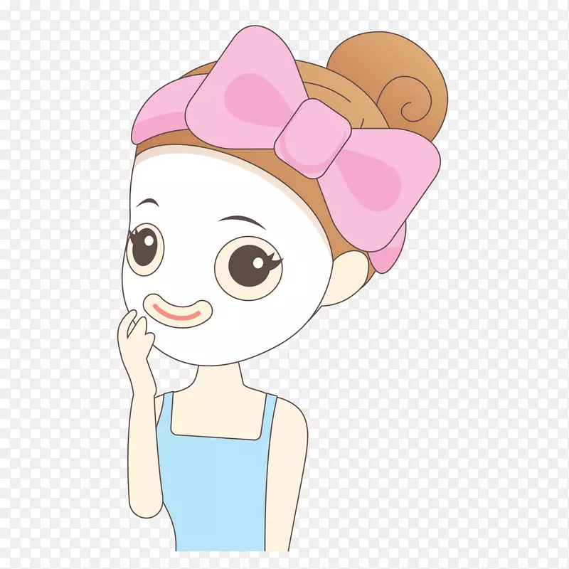 手绘矢量敷面微笑膜女生