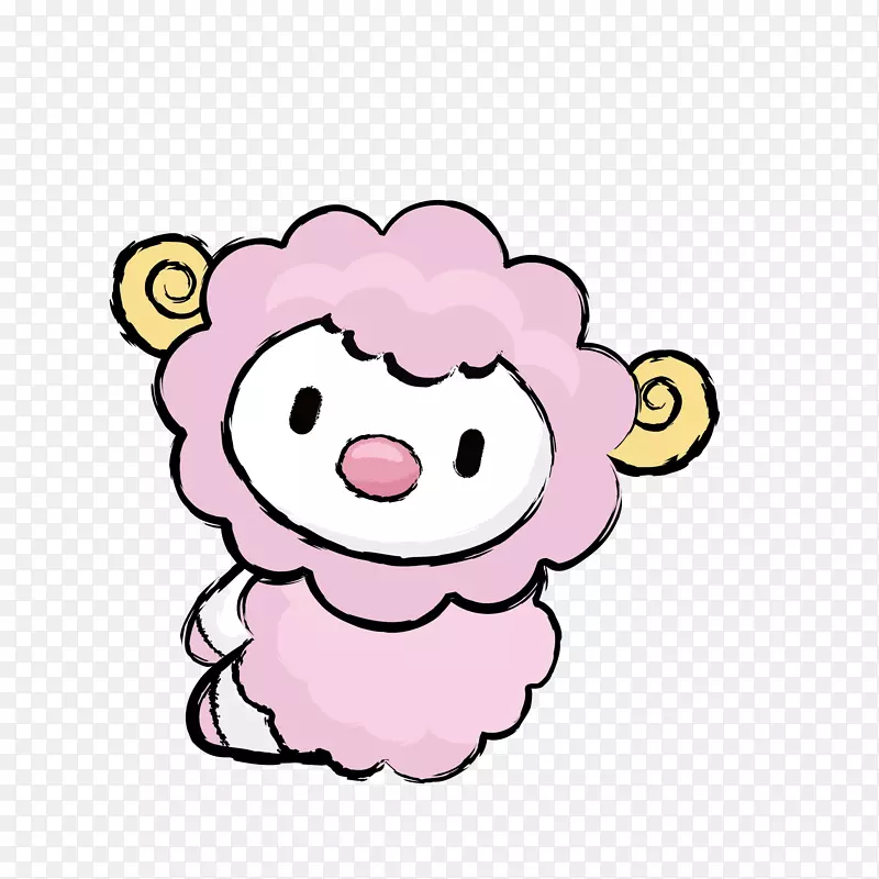 粉色手绘的绵羊