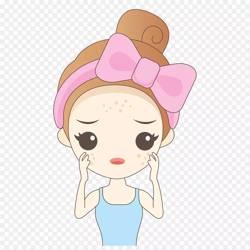 手绘矢量起痘痘难过女生