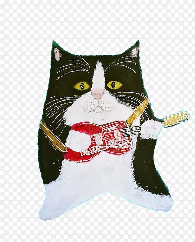 卡通小猫弹吉他