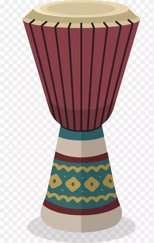 玫红色矢量卡通非洲鼓