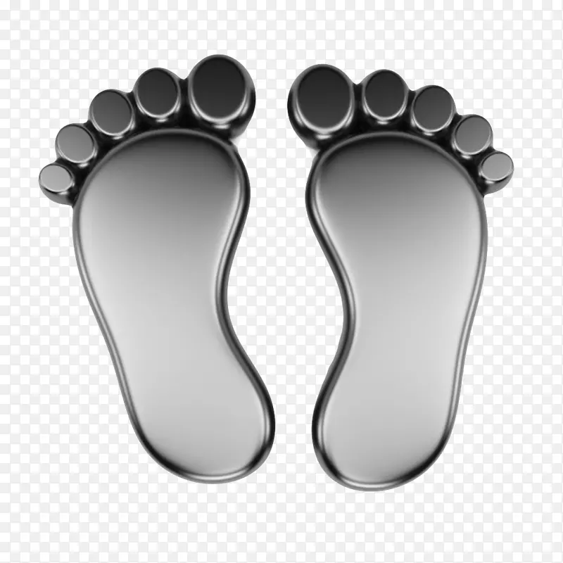 灰色金属质感的人类脚印素材