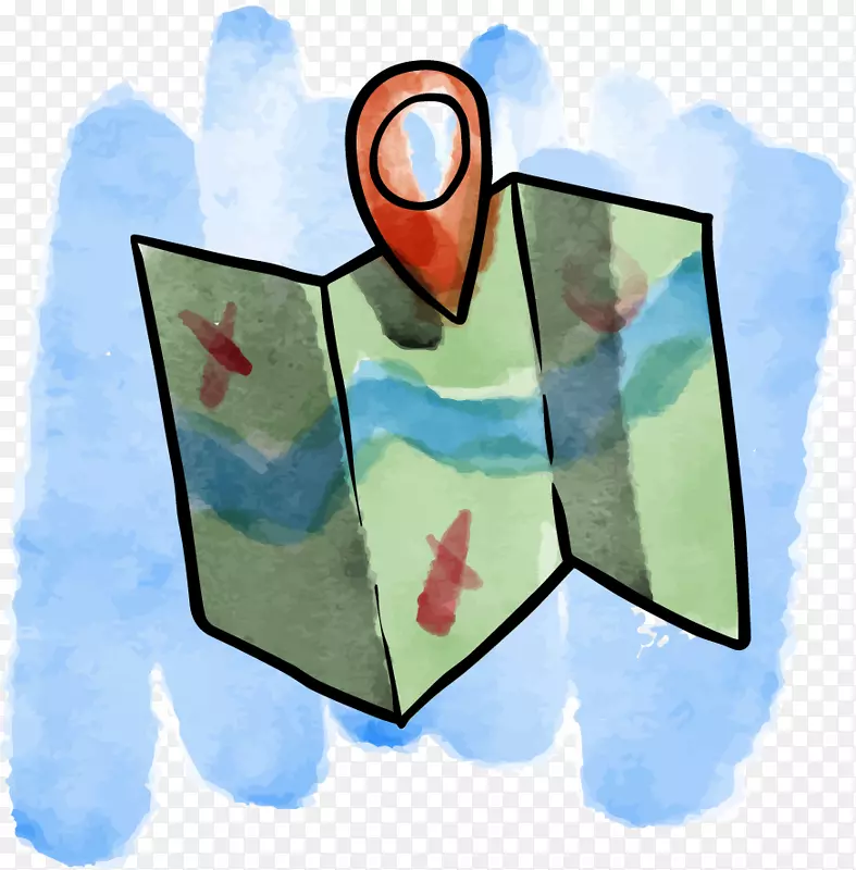 水彩精美折纸地图坐标