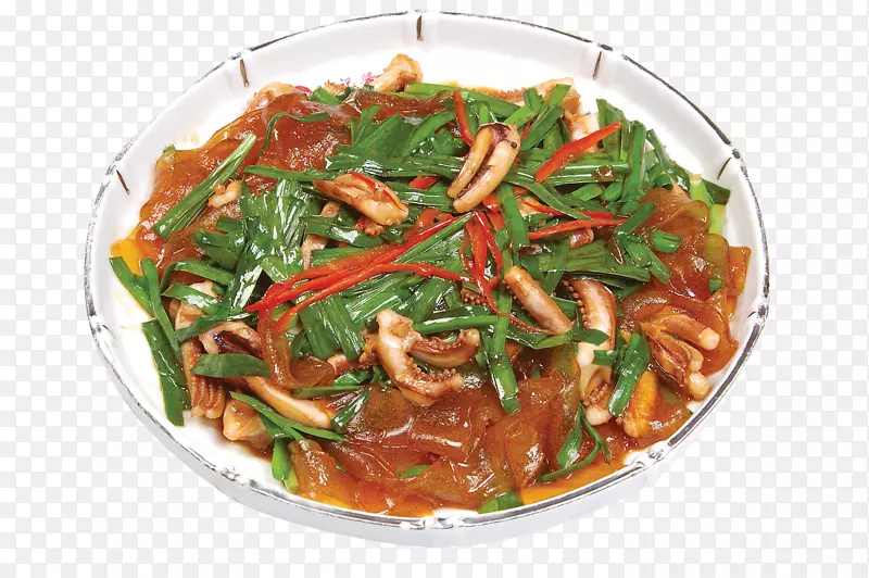 宽粉韭菜炒鱿鱼头