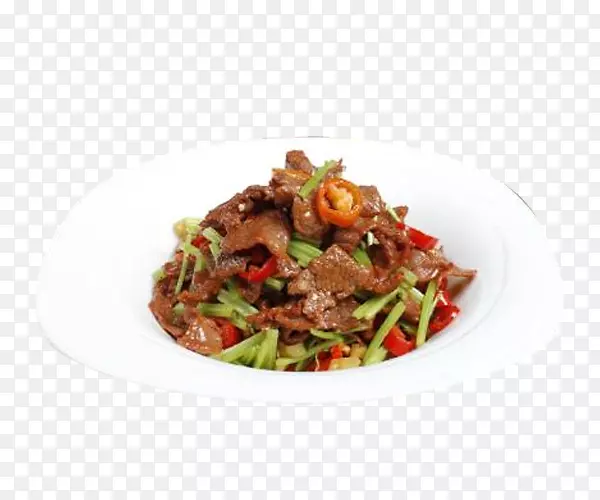 盘子里的食物炒牛肉