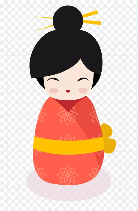 卡通手绘可爱的日本娃娃