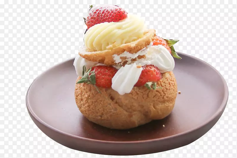 实物草莓奶油甜品