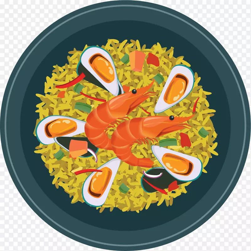 卡通鲜虾炒饭装饰插画设计