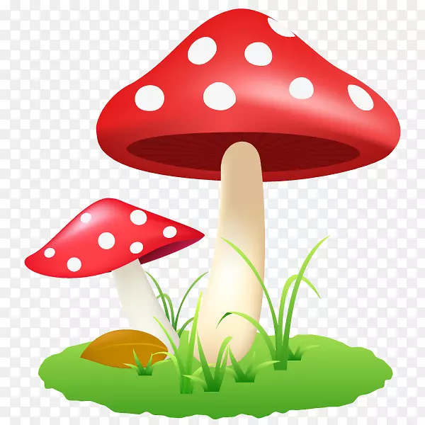 手绘卡通红色白点蘑菇