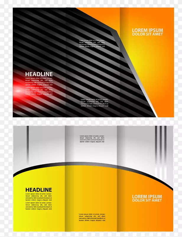 黄黑色彩搭配折页版式设计矢量素