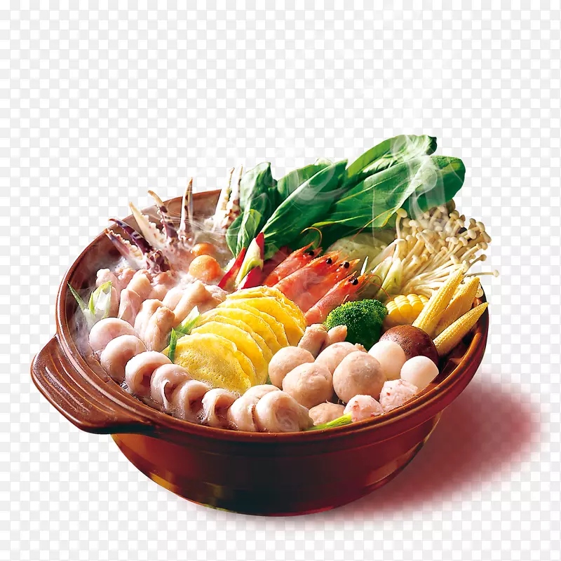 鱼丸红汤火锅蔬菜