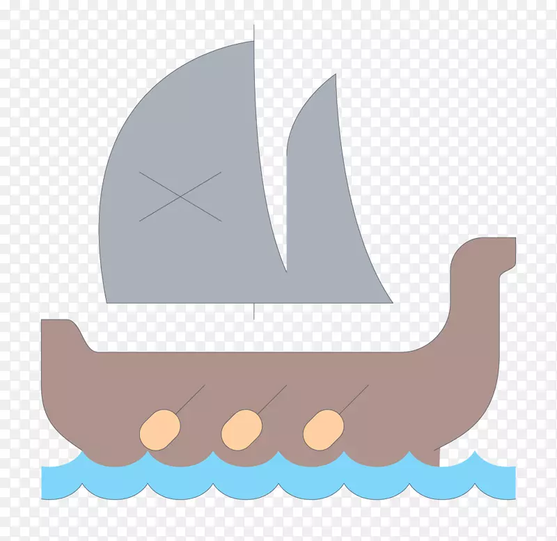 手绘棕色海盗船