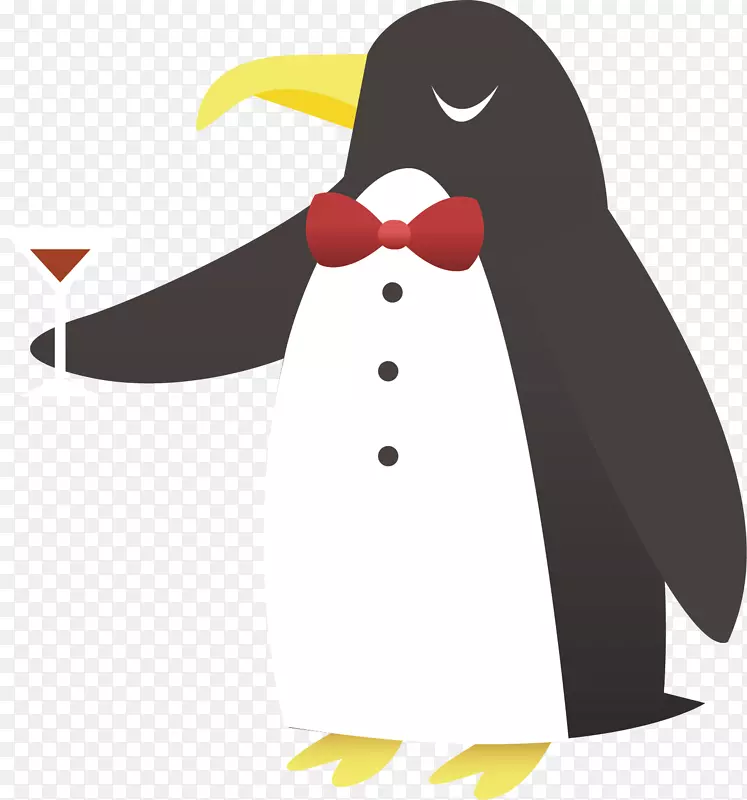 矢量图优雅喝酒的企鹅