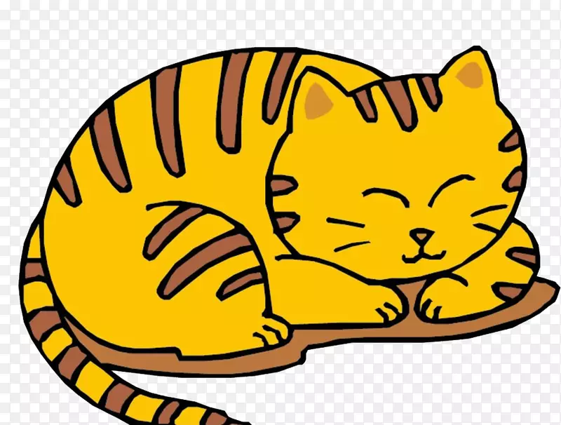 黄猫卡通睡着