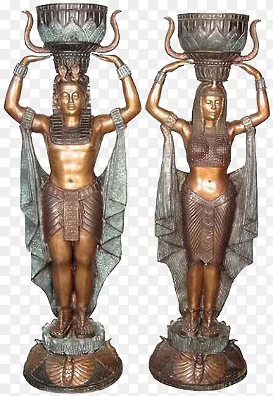 埃及形象的男女铜像