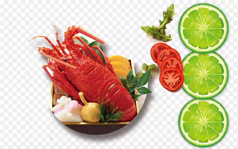 免抠红色大龙虾蔬菜装饰