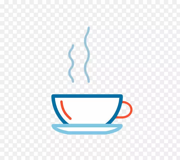 手绘蓝色线条茶杯