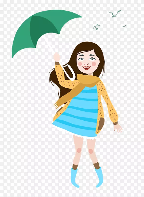 谷雨撑伞的小女孩