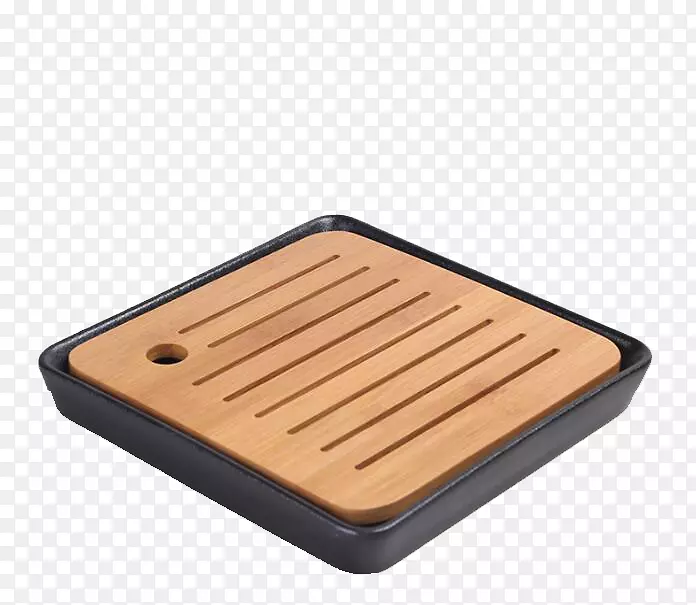 简约粗陶竹制小茶盘