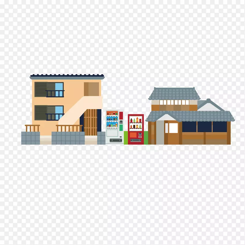 日式建筑矢量手绘