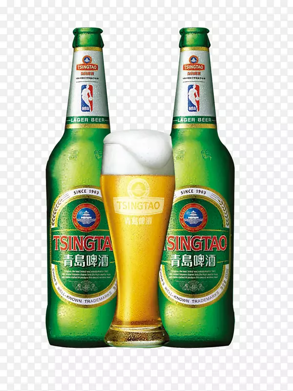两瓶青岛啤酒