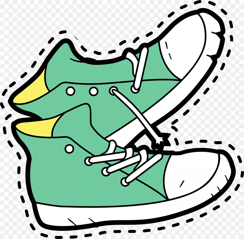 卡通手绘绿色的鞋子