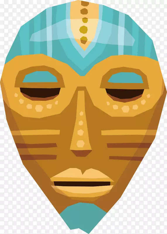 手绘卡通古埃及图腾面具设计素材